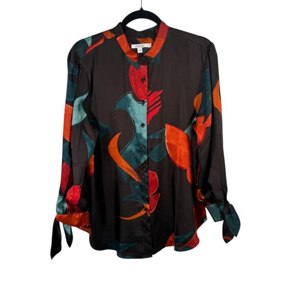 Chicos Abstract Floral Print Button Front Blouse Career Office Women 2.5 US L 14 - Picture 2 of 7